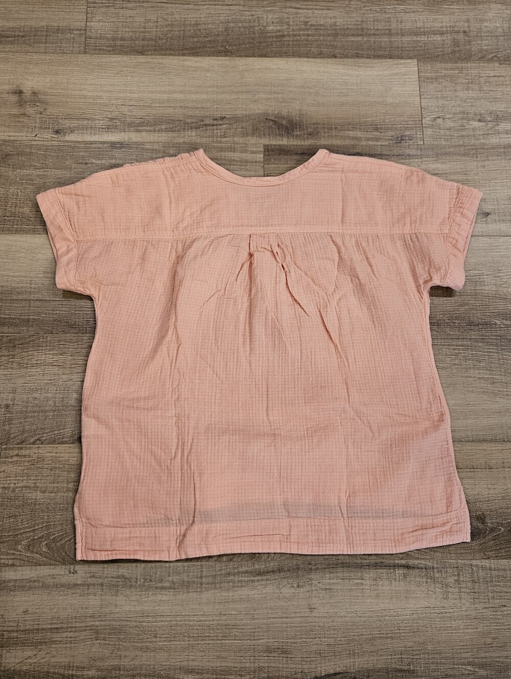 L.L.Bean Women's Large Gauze Cotton Tunic Top Peach Pink Short Sleeve - Picture 5 of 10